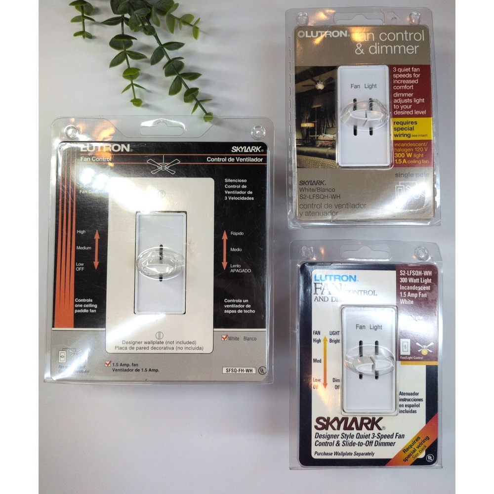 SEALED LOT 3🚨Vtg Lutron Skylark Fan Speed Control Dimmer Wall Switch Watt Light